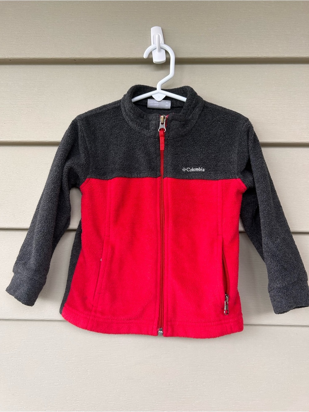 Columbia Kids Charcoal Fleece Jacket with Red Zipper Detail